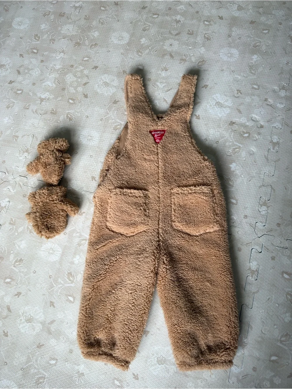 OshKosh B'gosh Teddy Fleece Overalls in Camel
